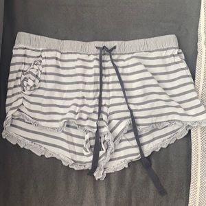 Women’s small pajama shorts with stripes.